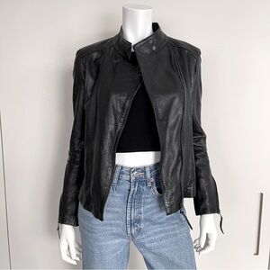 BANO EEMEE Black Biker Leather Jacket